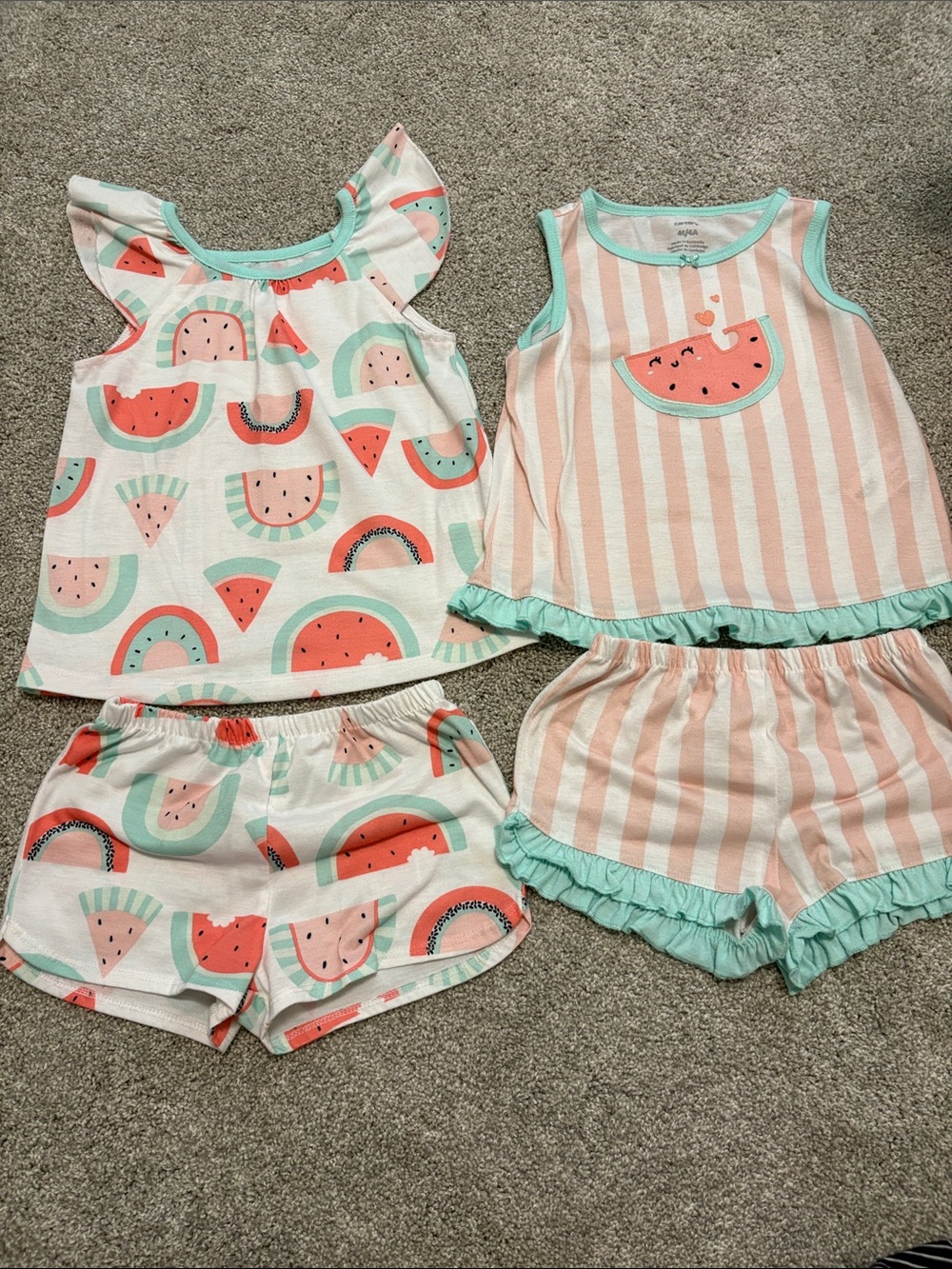 Carter’s Girls Watermelon Summer Pajama Set bundle 4T